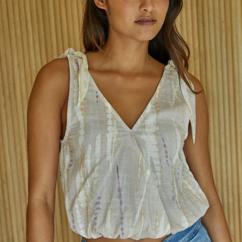 By Together Woven Shoulder Knot Tie Top